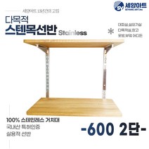 시스템 선반 베란다 수납 1단 세탁실 벽걸이 원목 스텐 벽선반, 목판 600, 2단(70cm), 체크화이트