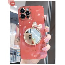 애플 11 휴대 전화 케이스 전기 도금 미러 iPhone13 보호 커버 새로운 XS8 여성 조수 브랜드 12Pro 창의력에 적합, 거울 활-동백 레드, IPhone6Splus/6 플러스