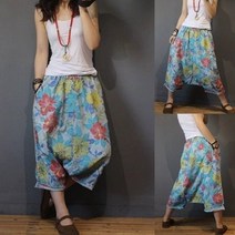 그레이 7부 플라워 배기 청바지