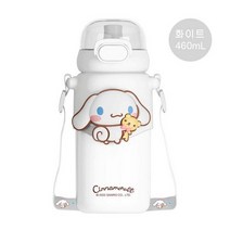 산리오 텀블러 원터치 휴대용 빨대컵 460ml, 화이트 텀블러