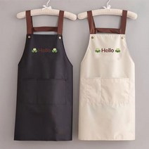 바리스타 앞치마 방수 주방 원예 앞치마, 검정