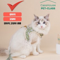 [CassHouse카스하우스] 고양이하네스 강아지 소형견 중형견 시골 하네스, 찐 핑크