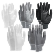 PU코팅 장갑 10켤레 작업용 얅은 이너 속장갑 원예 미끄럼방지 청소 손끝 손바닥코팅, 그레이, M(녹색띠), 10개