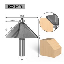 1개 quot;1/2quot; 생크 챔퍼 커터 라우터 비트 나무 말 코 45 도 CNC 목공 두 플루트 엔드 밀, 20 127X381_03 12mm shank