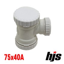HJS 원터치 방음 2040 CLT 한쪽캡 이경 티 75x40A (이음관 PPI 평화 T 75mm 40mm), 1개