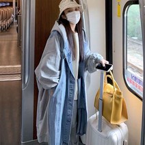 PM6 오버핏 후드 데님 롱자켓