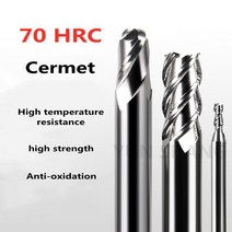 밀링 커터 CNC HRC70 2 플루트 서멧 모 놀리 식 합금 플랫 바닥 엔드, 02 D1.5x50x4x2F d4