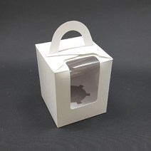 머핀상자 컵케이크 투명창 1구 화이트 케이크상자(10개) 받침세트, 10개