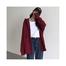 와이케이하우스 그물 레드 핫 스타일 긴 소매 후드 튀김 거리 코트 재킷 여성 느슨한 회색 얇은 세련된 스웨터 2021 새로운_68189