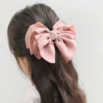[사백몰] [엔젤슈슈] 버터플라이 큐빅 자동 헤어핀(핑크) 반묶음핀 골프 집게핀 액세서리 리본장식 빅리본 패션머
