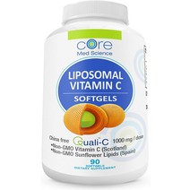 Core Med 리포솜 비타민 C 소프트젤 1000mg/dose - Quali-C 비타민 C(Non-GMO) - USA Made - 면역 지원 콜라겐 부스터 보충제 - Non-GMO 아니요