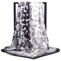 스카프 90X90CM 스카프 여성 인쇄 머리 목 스퀘어 실크 사무실 레이디 목도리 Bandanna 손수건 Headcloth F
