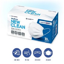 메디홀스 뉴클린 마스크 의약외품 수술용 덴탈 대형 화이트, 30매, 12팩