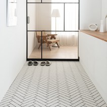 심플먼트 현관 베란다 발코니 화장실 바닥 타일 셀프 인테리어 PVC 코일 매트(패턴형), 헤링본 화이트