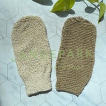 [에꼬앙주] 천연 삼베 면 샤워 타올 글로브 친환경 목욕 장갑, 브라운