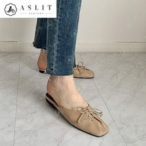애슬릿 애슬릿 여성 스퀘어 레이스업 리본 뮬 슬리퍼 1.5cm