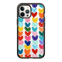 CASETiFY 아이폰 12 프로 맥스용 임팩트 케이스 - PP-0008 클리어 블랙, Clear Polka Daub Hearts