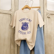 투데이베어 프린팅 여름 반팔 티셔츠 루즈핏