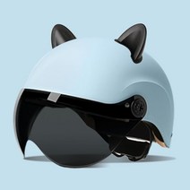 자토바이 어반 전기 자전거헬멧 하이바 접이식자전거 mtb 미니벨로 팻바이크 스쿠터 헬멧 전동킥보드 고글, 스카이블루-블랙캣이어-블랙고글