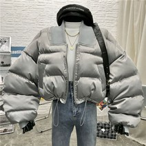 JUSTFEELING 쇼트 패딩 코트 캐주얼 루즈핏 여자 여성 웰론 패딩 크롭 점퍼 빅사이즈