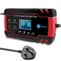 완전 자동 자동차 배터리 충전기 1224v 8a 펄스 수리 lcd 디스플레이 스마트 고속 충전 agm 딥 사이클 젤 납산 충전기, 영국 플러그
