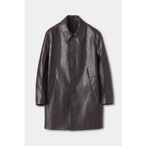 COOR 비건 레더 싱글 카 코트 버건디