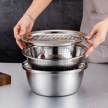 1+1만능 강판 다기능 주방용 3종 세트+채소 세척 누수 과일 바구니 28CM 3+3, 묵인하다, 묵인하다