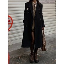 Mao햅번 모직 코트 여성 한국어 스타일 중간 길이 두꺼운 블랙 Overknee 모든 일치 코트 가을 겨울