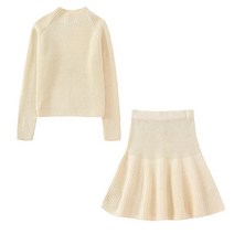 니트셋업 케이블니트 홀가먼트 pbampza 2022 가을 새로운 여성용 단색 긴팔 칼라