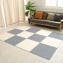 손할매 솔리드 어린이안전 대형 퍼즐매트 60cm 두께 12mm 4P, 그레이2P+아이보리2P
