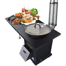 주물 화목 난로 옛날 동계 무연 야외 무쇠 아궁이, 50cm+4m연통+부속품+40cm냄비+주전자