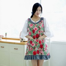 소담소담 데님 프릴 카네이션 옆단추형 앞치마 빅사이즈가능, 일반사이즈