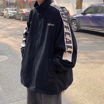 주니어코트 봄계절 트렌드 남자 블러킹 이니셜 캐주얼자켓 건달카리스마 힙합 스탠딩카라 야구복 2181501004