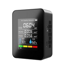 복합가스 측정기 가스 탑기기 산소농도 5 IN 1 감지기 휴대용 CO2 LCD 디지털 다기능 온도 습도 ℉/℃ TVOC HCHO 공기 품질 모니터 테스터, 검은색