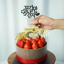 [차렌시아] 돈 나오는 케이크 돈 뽑는 용돈 박스 반전 케이크 돈티슈 만들기 DIY세트, 9. 케이스(대형)+토퍼(꽃길만걷자)