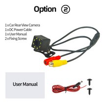 차량 블랙박스 채널 1 2 후방 카메라Boenkai-범용 백업 카메라 다이나믹 궤도 주차 라인 후진 CCD 8 Led, 01 Cam and Power Cable_01 12V