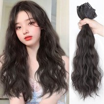 자연스러운컬 웨이브부분가발 55cm 가발사이트 가발쓰는법, 내츄럴블랙
