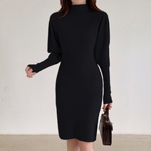 타니즈 이프온 반폴라 골지 슬림핏 니트 미니원피스