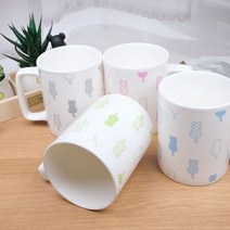 염료승화 디자인 MUG 4컬러 고양이 일러스트 머그컵 4p세트
