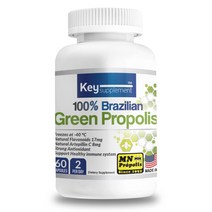 키서플리먼트 100% 브라질 그린프로폴리스 500mg 플라보노이드 17% 함유 동결건조 면역 & 항산화 도움, 60캡슐 2개입