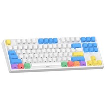 KEYXGSUL 유무선 2.4G PBT 이중사출 키캡 핫스왑 게이밍 기계식 키보드, 분필, 갈축