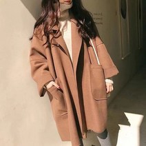 더플코트 여성코트프랑스 복고풍 느슨한 여성 모직 코트 패션 캐주얼 롱 2022 봄 단색 옷깃 망토
