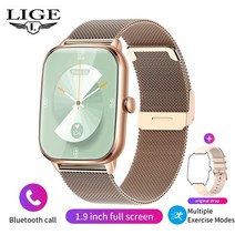 스마트워치 초등학생 성인 가성비 웨이러블 블루투스 Lige 새로운 통화 스마트 시계 풀, 메쉬 벨트 골드, 블루투스 통화