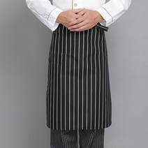 T39669 셰프 스트라이프 허리앞치마 (블랙) 랩형