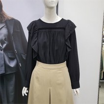 [뉴코아_에이비에프지] Abfz DP01 프릴 장식 셔링 라운드 블라우스 AFX1HB36