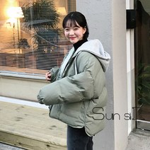 912123 고퀄 루즈핏 후드 여성숏패딩