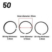 에어 실린더 6Pcs 공기 압축기 피스톤 링 키트 오일 펌프 액세서리 금속 공압 부품 48mm 50mm 51mm, 50, 02 50