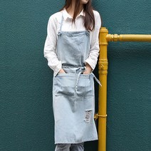 빈티지 바리스타 롱 데님앞치마, FREE/블랙, 상세페이지 참조