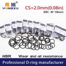 고무오링 20 개/몫 블랙 NBR 씰링 O-링 CS2mm 두께 OD21/22/23/24/25/26/27/28/29/30*2mm ORing 씰 고무 가스켓 오일 링 와셔, [10] OD30xID26xCS2mm, [01] 2mm