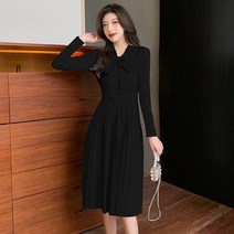 코디코치 여성 베로나 리본 포인트 셔링 니트 원피스